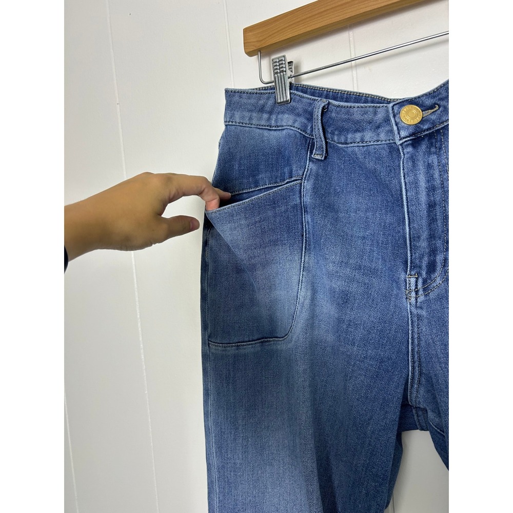 KUT from the Kloth Meg Jeans Wide Leg Size 14P Blue High Rise Stretch Denim blue - Picture 4 of 10